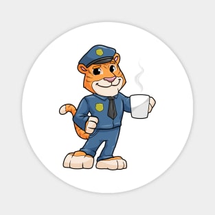 Tiger as a police officer with hat and a drink Magnet